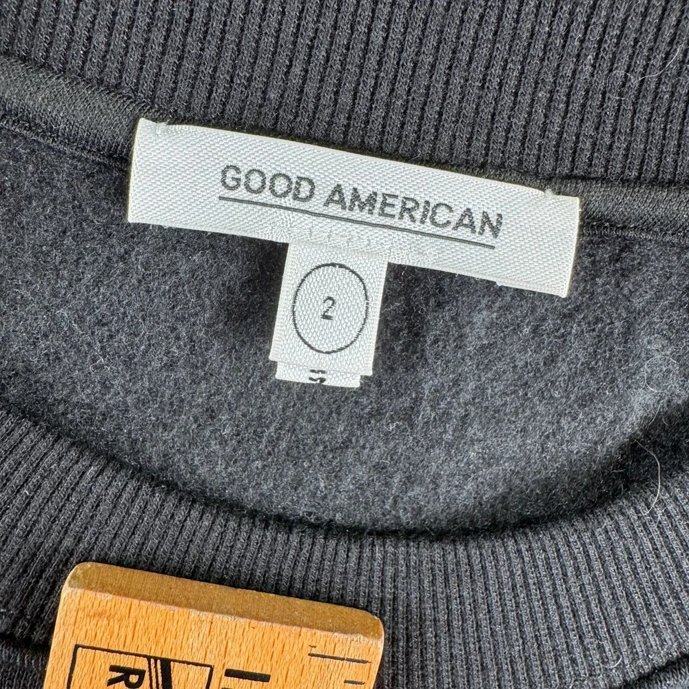 Good American Cropped Sweater Women 2 Black Rivets Grommet‎ Goth Punk Grunge Y2K
